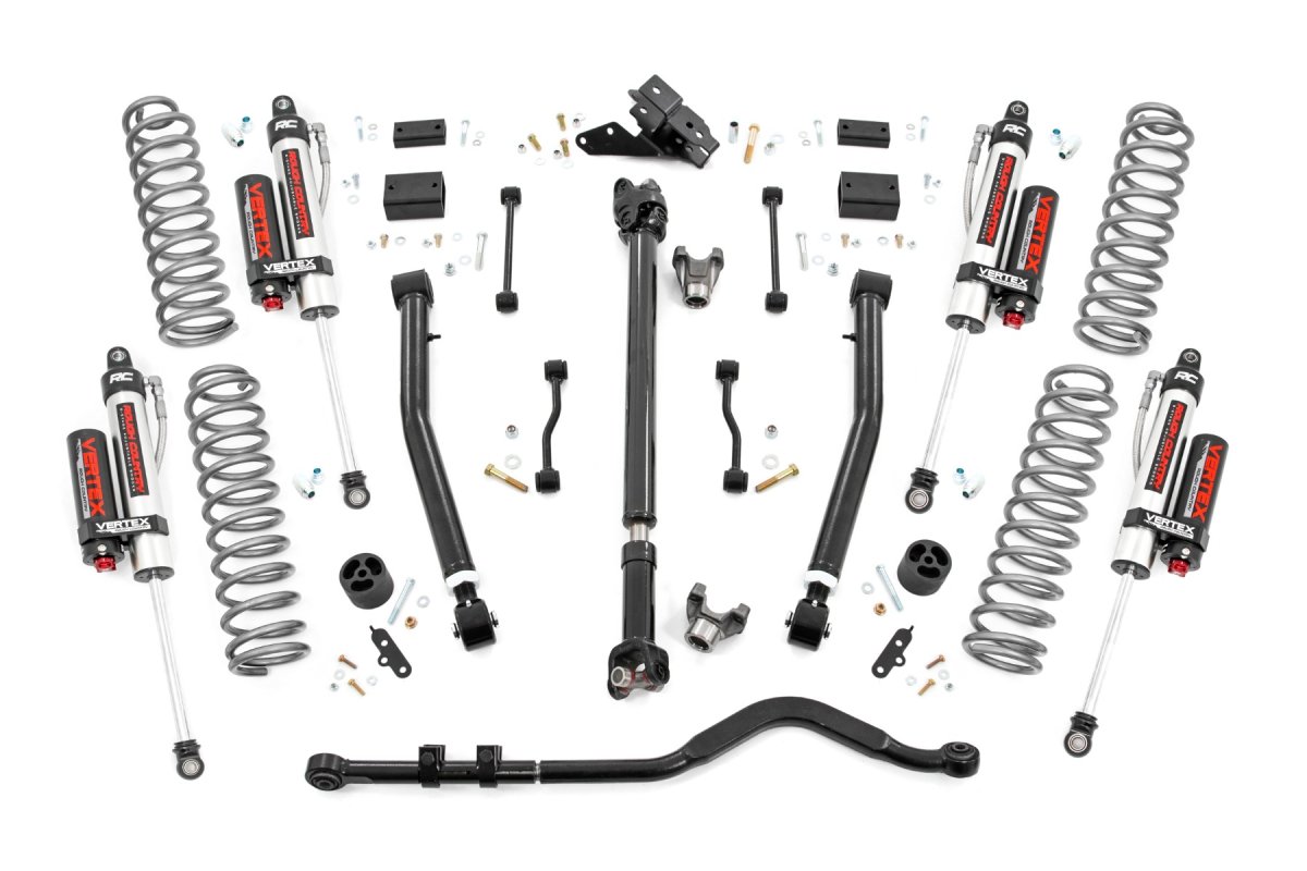 Jeep Wrangler Suspension Lift Kit - Front + Rear - Rough Country - 3.5 Inch Lift | Adjustable Control Arm | Vertex - '18-'23